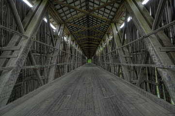 Interior of Williams Covered Bridge in Indiana, United States