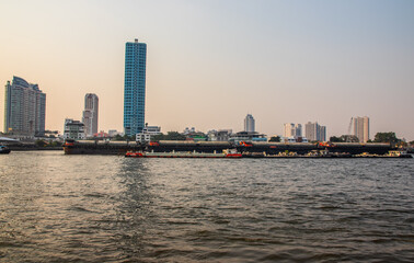 Fototapeta premium Bangkok Thailand Southeast Asia Traveling on the Chao Phraya River as part of an educational tour