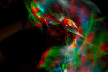 light painting portrait, new art direction, long exposure photo without photoshop, light drawing at long exposure