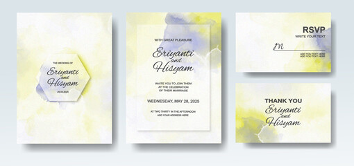 Wedding invitation with abstract splash watercolor