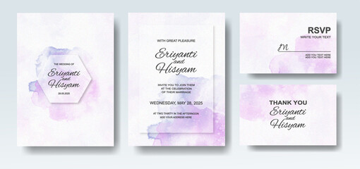 Wedding invitation with abstract splash watercolor