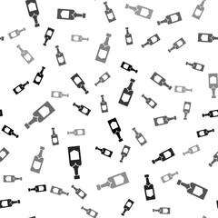 Black Champagne bottle icon isolated seamless pattern on white background. Vector.