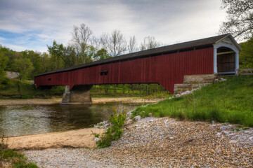 View of  Deers Mills Covered Bridge in Indiana, United States