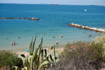 Taranto, Italy - September 06, 2020 : View of the beach from Lungomare
