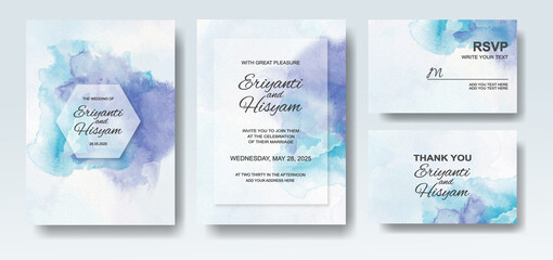Wedding invitation with abstract splash watercolor