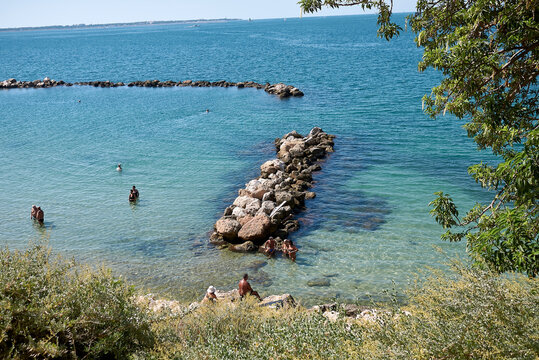 Taranto, Italy - September 06, 2020 : View of the beach from Lungomare
