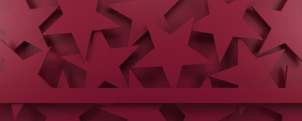 Red geometric 3d stars background