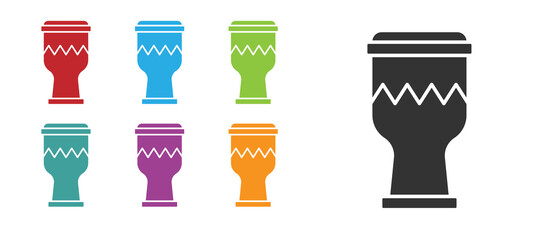 Black Drum icon isolated on white background. Music sign. Musical instrument symbol. Set icons colorful. Vector.