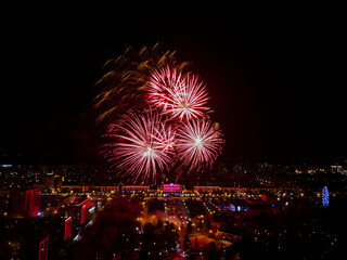 Festive fireworks over the night city