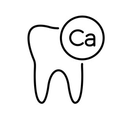 Tooth and calcium, dental care thin line icon. Tooth, bone, mineral. Stomatology concept. Vector illustration for topics like health, nutrition, vitamin