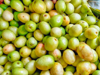 Thai fresh jujubes at the supermarket.