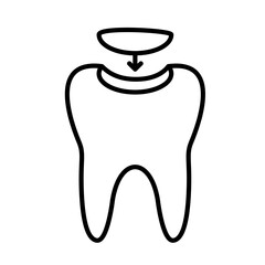 Dental filling outline vector icon. Thin line black dental filling icon.