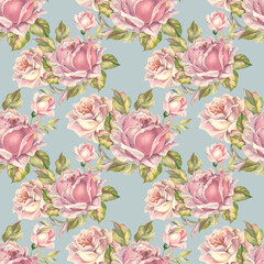 seamless background with roses.watercolor  flowers