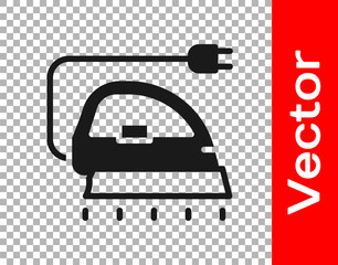 Black Electric iron icon isolated on transparent background. Steam iron. Vector.