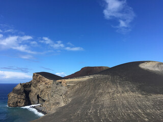 Fototapeta na wymiar Moon like deserted volcano of Capelinhos, at Faial, Azores