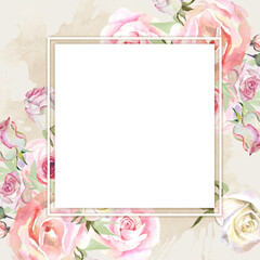 watercolor roses frame