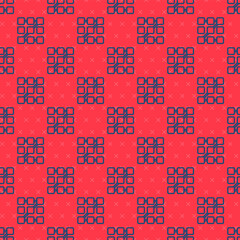 Blue line Graphic password protection and safety access icon isolated seamless pattern on red background. Security, safety, protection, privacy concept. Vector.