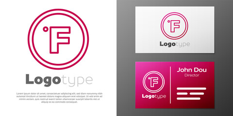 Logotype line Fahrenheit icon isolated on white background. Logo design template element. Vector.