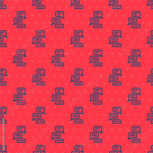 Blue Line Speech Bubble Chat Icon Isolated Seamless Pattern On Red Background Message Icon Communication Or Comment Chat Symbol Vector Wall Mural Kostiantyn