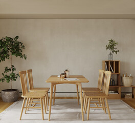 room with table and chair and decor, 3d render