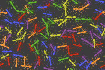 Color Ants Illustration Seamless Pattern