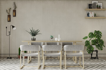 room with table and chair and decor , 3d render