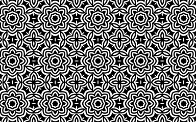 Ethnic black white texture in doodling style. Geometric original Indian floral pattern background for wallpaper, business card, coloring book, textile.