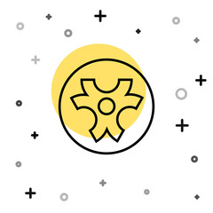 Black line Biohazard symbol icon isolated on white background. Random dynamic shapes. Vector.