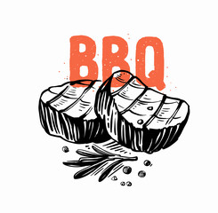 barbecue beef steak sketch style