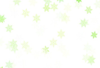 Light Green, Yellow vector texture with colored snowflakes, stars.