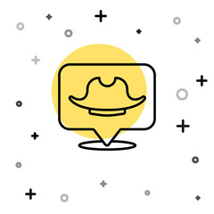 Black line Location pirate icon isolated on white background. Random dynamic shapes. Vector.