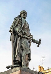 Fototapeta premium Monument to Russian commander, hero of Patriotic War of 1812 Barclay de Tolly, erected in 1836 on Kazan Square in St. Petersburg