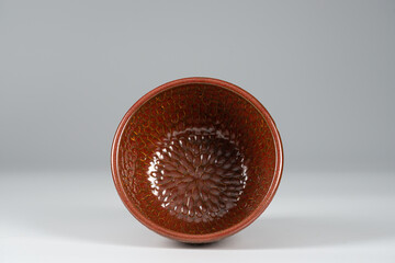 empty decorative bowl for shaving foam isolated on white background, close view, barbershop concept 