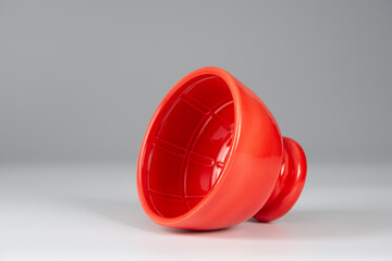 empty decorative bowl for shaving foam on light background, close view, barbershop concept 