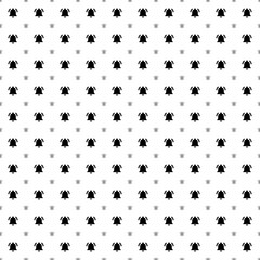 Square seamless background pattern from black bell symbols are different sizes and opacity. The pattern is evenly filled. Vector illustration on white background