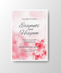 Wedding invitation with abstract splash watercolor