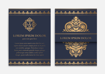 Vintage greeting card design with luxury vector ornament template. Great for invitation, flyer, menu, brochure, postcard, background, wallpaper, decoration, packaging or any desired idea.