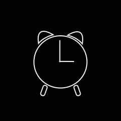 Alarm clock icon isolated on black background. Alarm clock icon for app and logo design. Alarm clock icon vector
