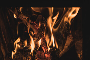 burning wood in the stove