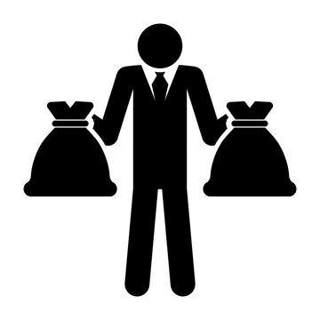 black suited man holding money bags clip art preview