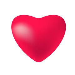 Red volumetric heart isolated on a white background. A beautiful symbol of love and romance. Valentine's Day.