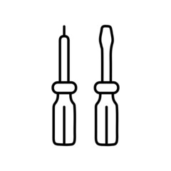 set of the screwdrivers tool line icon