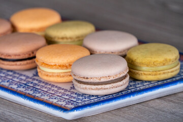 Sweet French Macarons in different colors