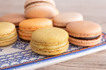 Sweet French Macarons in different colors