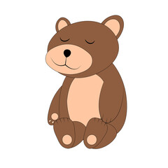 Obraz premium Cartoon sleeping teddy bear isolated on white background. Cute little bear.