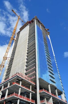 Luxury apartment building tower under construction in downtown Miami,Florida