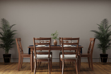 dining table in a livingroom, 3d room