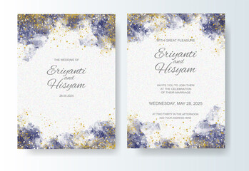 Wedding invitation with abstract splash watercolor