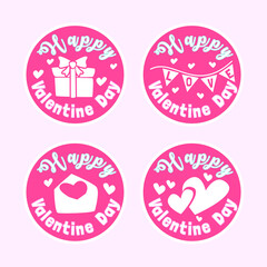 Flat Valentine's Day Labels Vector