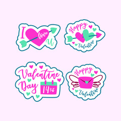 Flat Valentine's Day Labels Vector